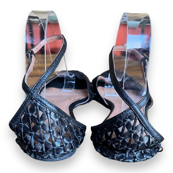 Jeffrey Campbell Black Leather Woven Ankle Strap Flats Size 9 - Picture 6 of 10